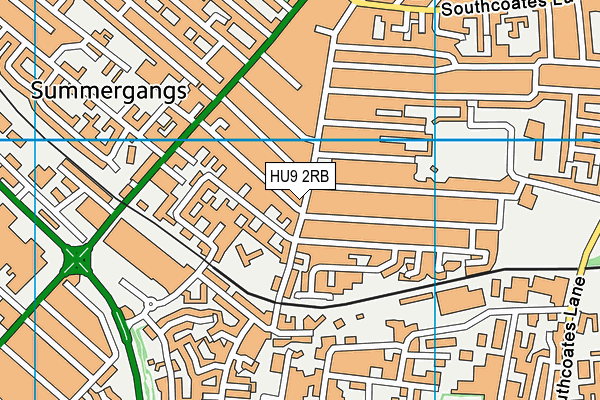 HU9 2RB map - OS VectorMap District (Ordnance Survey)
