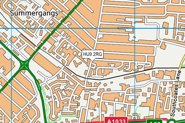 HU9 2RG map - OS VectorMap District (Ordnance Survey)