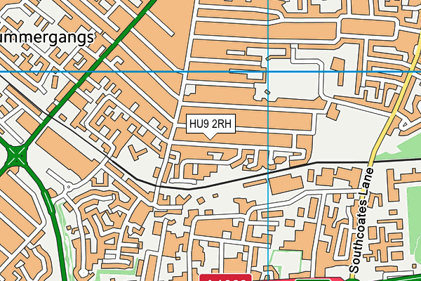 HU9 2RH map - OS VectorMap District (Ordnance Survey)