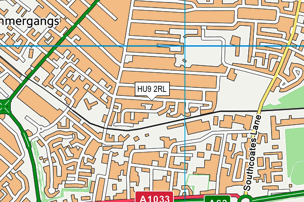 HU9 2RL map - OS VectorMap District (Ordnance Survey)