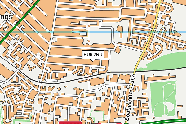 HU9 2RU map - OS VectorMap District (Ordnance Survey)