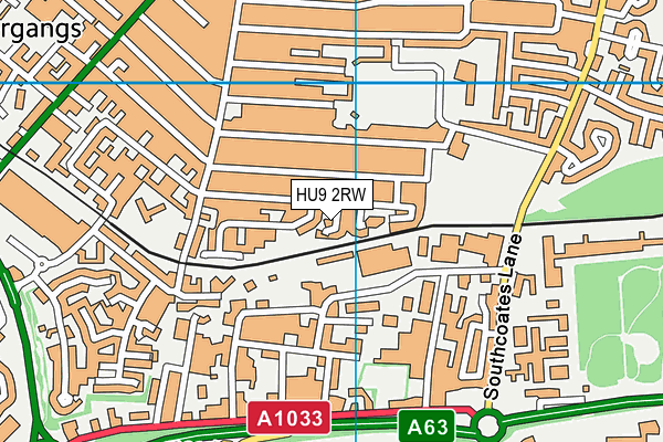 HU9 2RW map - OS VectorMap District (Ordnance Survey)