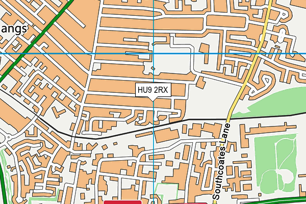 HU9 2RX map - OS VectorMap District (Ordnance Survey)