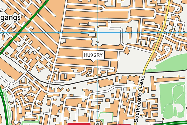 HU9 2RY map - OS VectorMap District (Ordnance Survey)