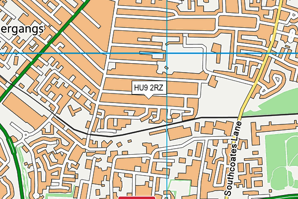 HU9 2RZ map - OS VectorMap District (Ordnance Survey)