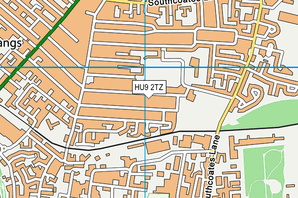 HU9 2TZ map - OS VectorMap District (Ordnance Survey)
