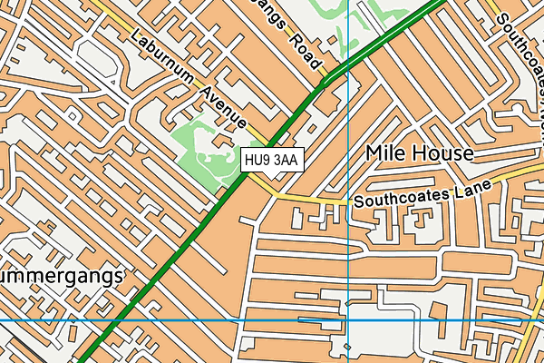 HU9 3AA map - OS VectorMap District (Ordnance Survey)