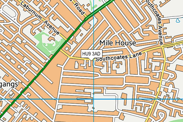 HU9 3AD map - OS VectorMap District (Ordnance Survey)