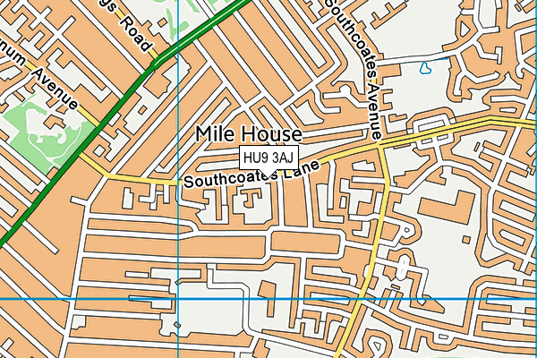 HU9 3AJ map - OS VectorMap District (Ordnance Survey)