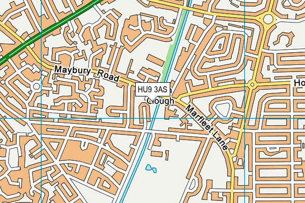 HU9 3AS map - OS VectorMap District (Ordnance Survey)