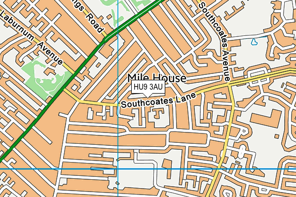 HU9 3AU map - OS VectorMap District (Ordnance Survey)