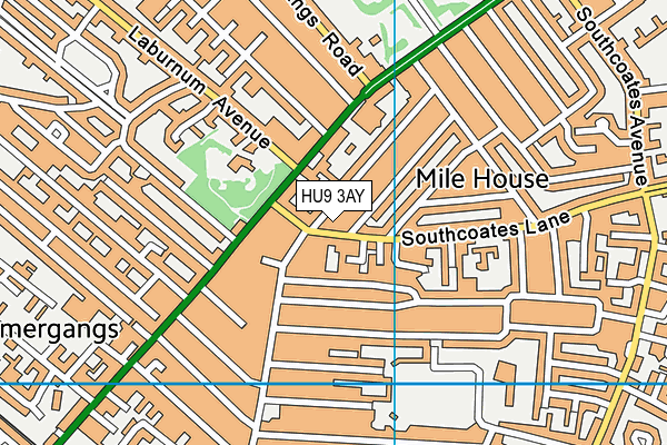 HU9 3AY map - OS VectorMap District (Ordnance Survey)