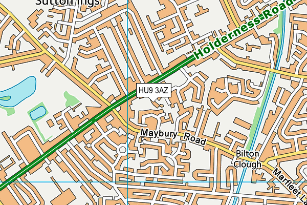 HU9 3AZ map - OS VectorMap District (Ordnance Survey)