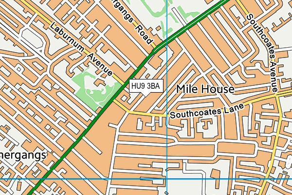 HU9 3BA map - OS VectorMap District (Ordnance Survey)