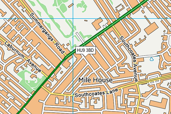 HU9 3BD map - OS VectorMap District (Ordnance Survey)