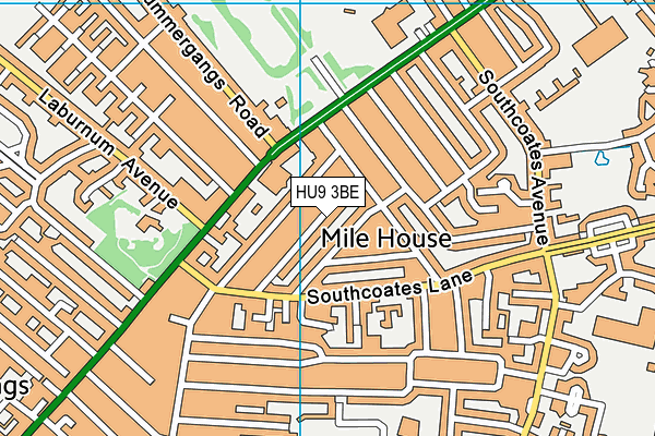 HU9 3BE map - OS VectorMap District (Ordnance Survey)