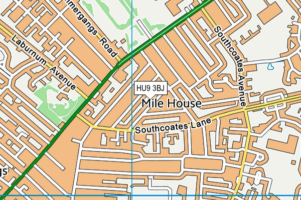 HU9 3BJ map - OS VectorMap District (Ordnance Survey)