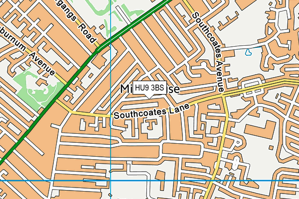 HU9 3BS map - OS VectorMap District (Ordnance Survey)