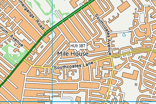 HU9 3BT map - OS VectorMap District (Ordnance Survey)