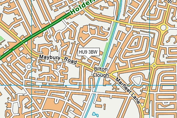 HU9 3BW map - OS VectorMap District (Ordnance Survey)