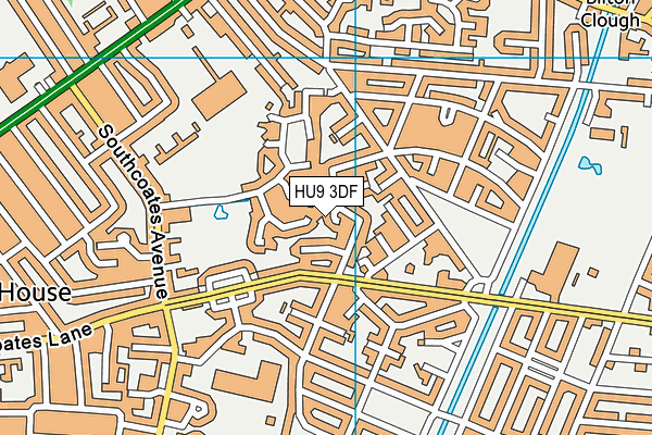 HU9 3DF map - OS VectorMap District (Ordnance Survey)