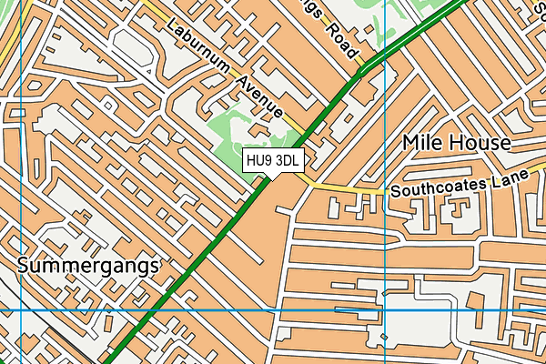 HU9 3DL map - OS VectorMap District (Ordnance Survey)