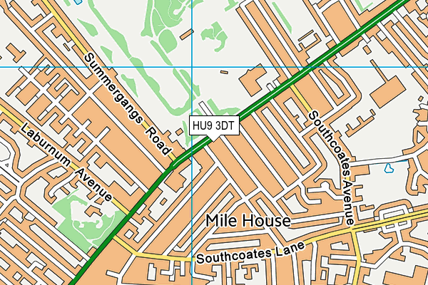 HU9 3DT map - OS VectorMap District (Ordnance Survey)