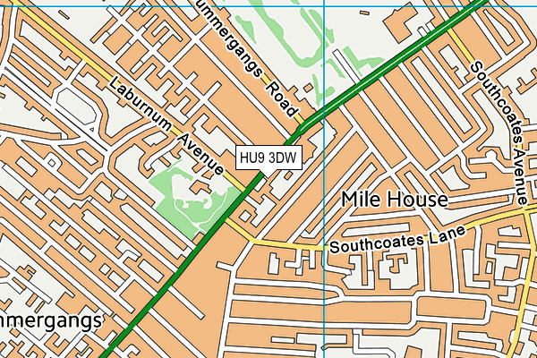 HU9 3DW map - OS VectorMap District (Ordnance Survey)