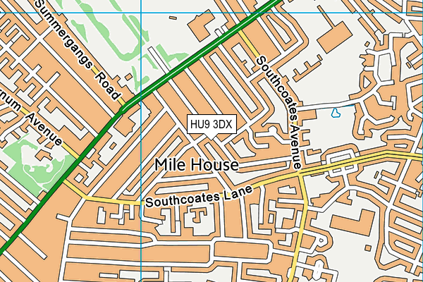 HU9 3DX map - OS VectorMap District (Ordnance Survey)