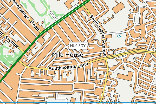 HU9 3DY map - OS VectorMap District (Ordnance Survey)