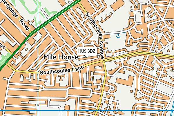 HU9 3DZ map - OS VectorMap District (Ordnance Survey)