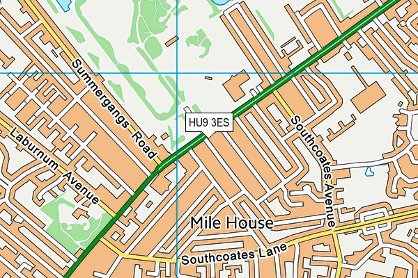 HU9 3ES map - OS VectorMap District (Ordnance Survey)