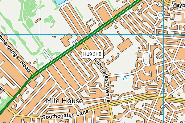 HU9 3HB map - OS VectorMap District (Ordnance Survey)