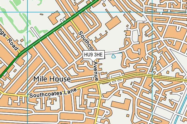 HU9 3HE map - OS VectorMap District (Ordnance Survey)