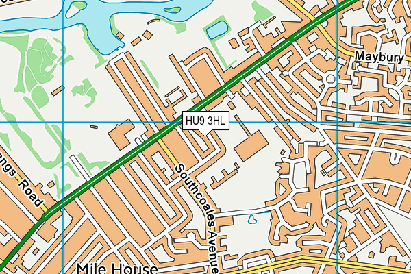 HU9 3HL map - OS VectorMap District (Ordnance Survey)