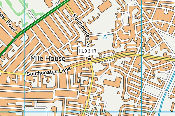 HU9 3HR map - OS VectorMap District (Ordnance Survey)