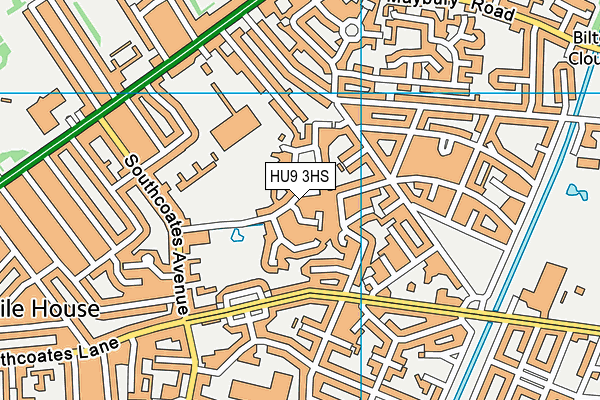 HU9 3HS map - OS VectorMap District (Ordnance Survey)