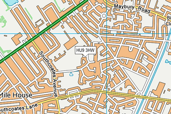 HU9 3HW map - OS VectorMap District (Ordnance Survey)