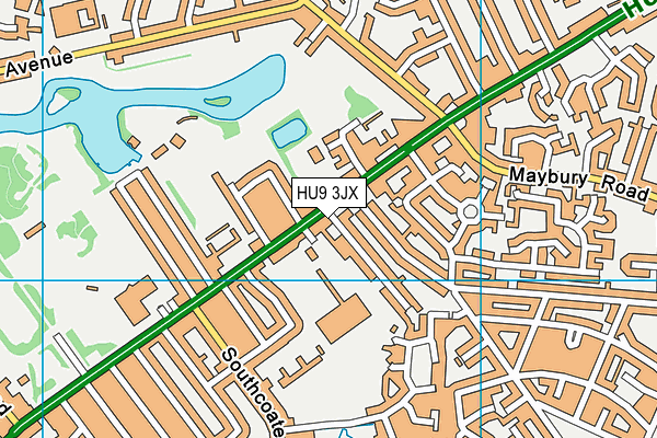 HU9 3JX map - OS VectorMap District (Ordnance Survey)