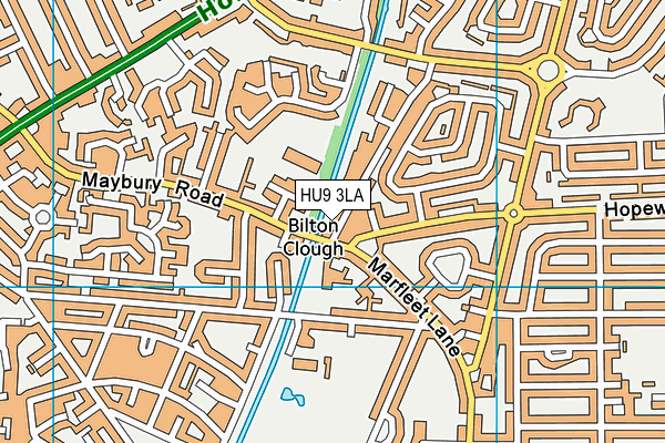 HU9 3LA map - OS VectorMap District (Ordnance Survey)