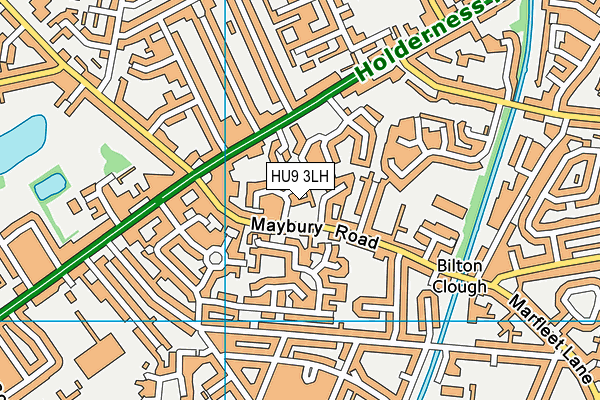 HU9 3LH map - OS VectorMap District (Ordnance Survey)