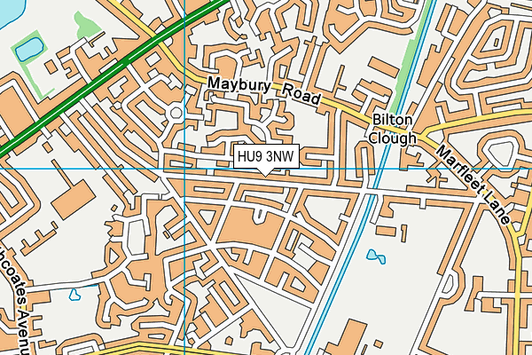 HU9 3NW map - OS VectorMap District (Ordnance Survey)