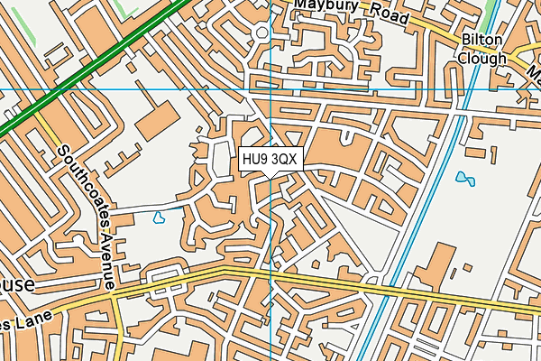 HU9 3QX map - OS VectorMap District (Ordnance Survey)