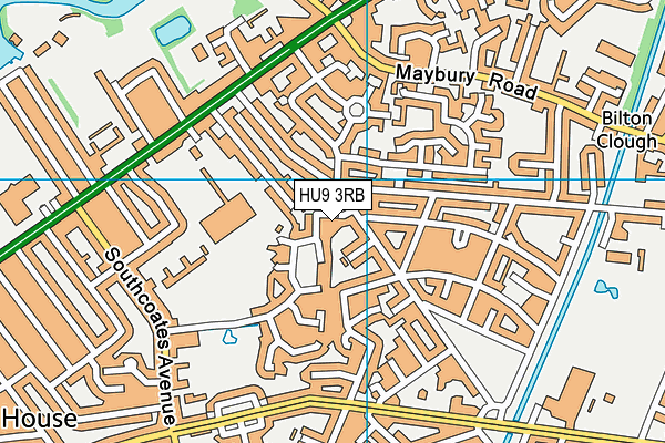 HU9 3RB map - OS VectorMap District (Ordnance Survey)