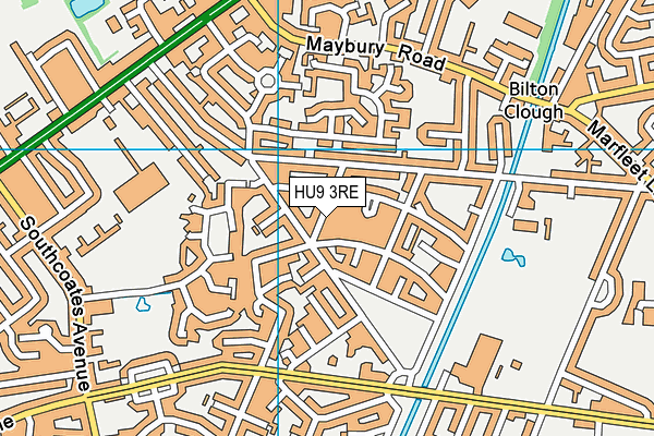 HU9 3RE map - OS VectorMap District (Ordnance Survey)