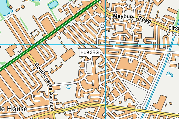HU9 3RG map - OS VectorMap District (Ordnance Survey)