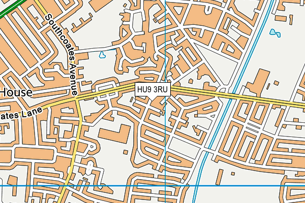 HU9 3RU map - OS VectorMap District (Ordnance Survey)