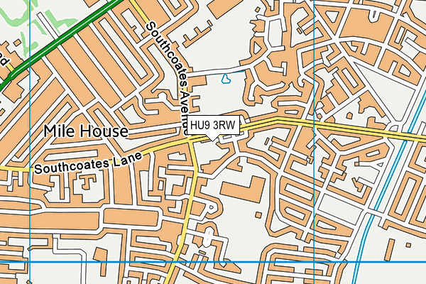 HU9 3RW map - OS VectorMap District (Ordnance Survey)