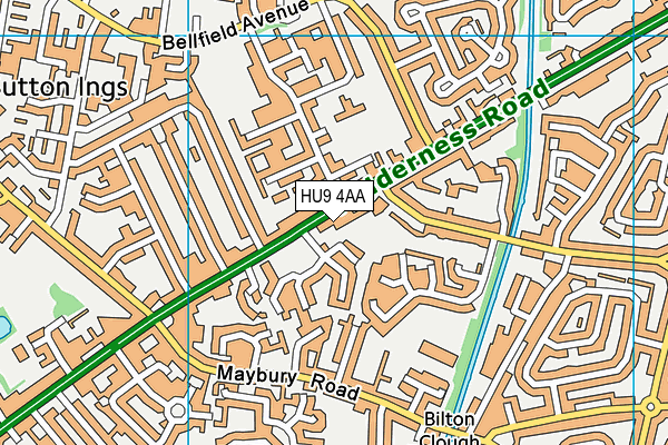 HU9 4AA map - OS VectorMap District (Ordnance Survey)