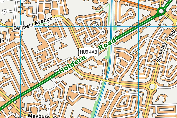 HU9 4AB map - OS VectorMap District (Ordnance Survey)